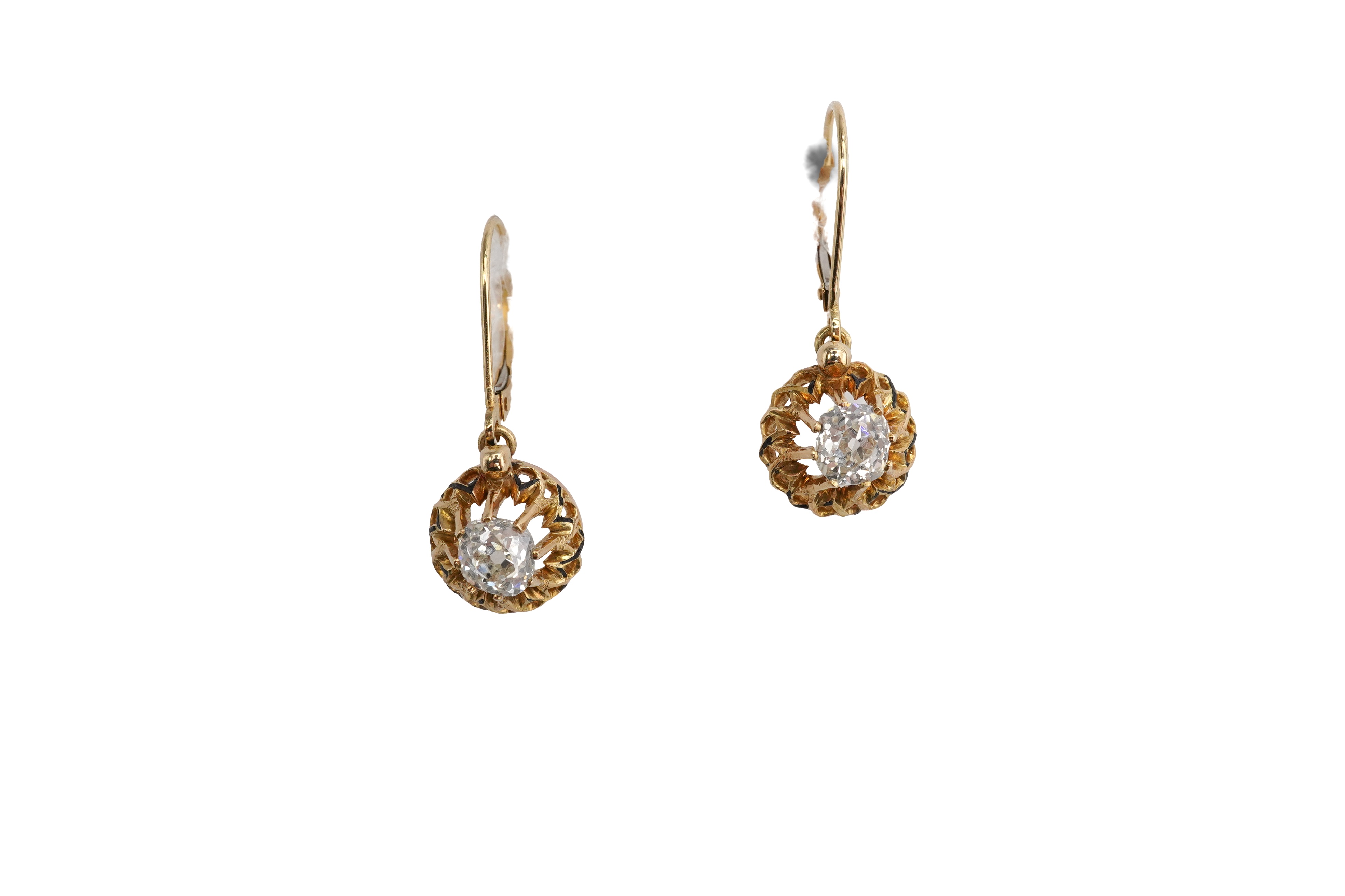 A pair of diamond earrings, late 19th century